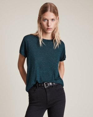 Camiseta Allsaints Anna Shimmer Mujer Turquesa Azules | RB9523104