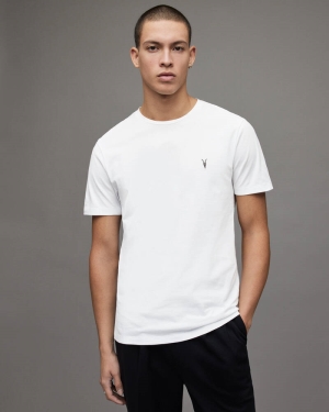 Camiseta Allsaints Brace Crew Brushed Algodon Hombre Blancos | CV1796382