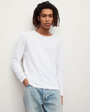 Camiseta Allsaints Figure Long Sleeve Crew Hombre Blancos | WT6291743