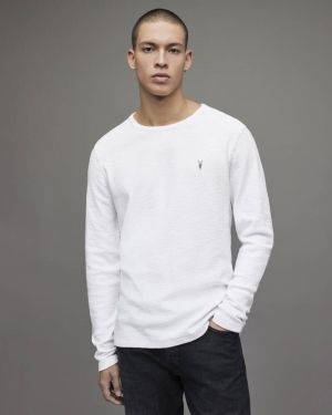 Camiseta Allsaints Muse Long Sleeve Crew Hombre Blancos | XI3427810