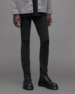 Jeans Allsaints Cigarette Damaged Flaco Hombre Negros | XT9780354