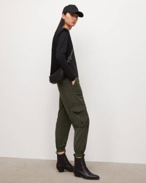 Pantalones Allsaints Frieda High Rise Tencel Cargo Mujer Kaki Verdes | PM1084963