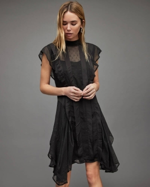 Vestido Allsaints Fleur Shimmer Mujer Negros | TG9071684