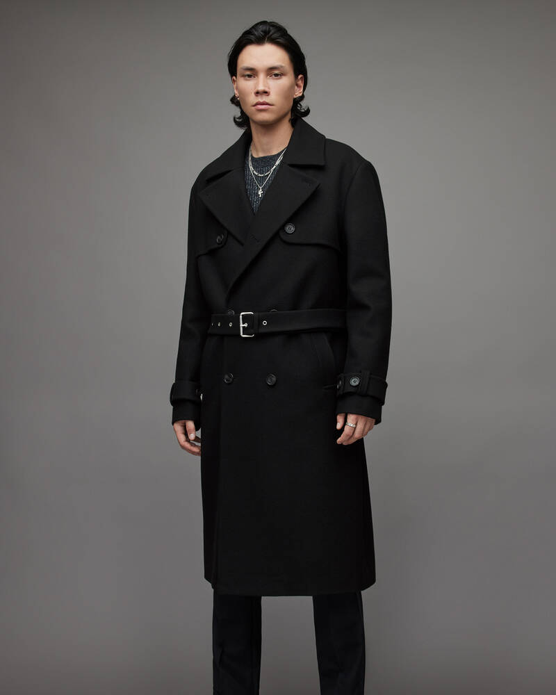 Abrigos Allsaints Kansas Trench Hombre Negros | WD0496328