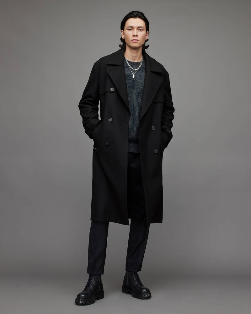 Abrigos Allsaints Kansas Trench Hombre Negros | WD0496328