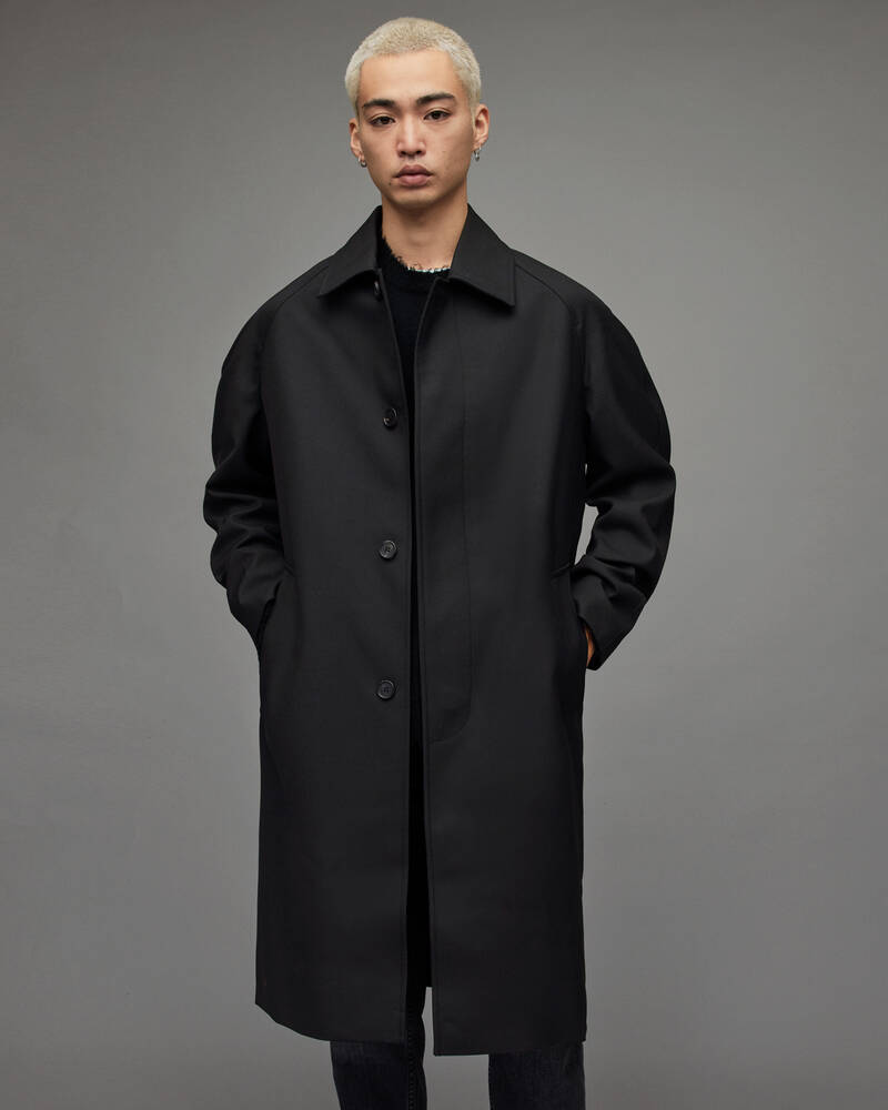 Abrigos Allsaints Lester Oversized Hombre Negros | RQ1524836