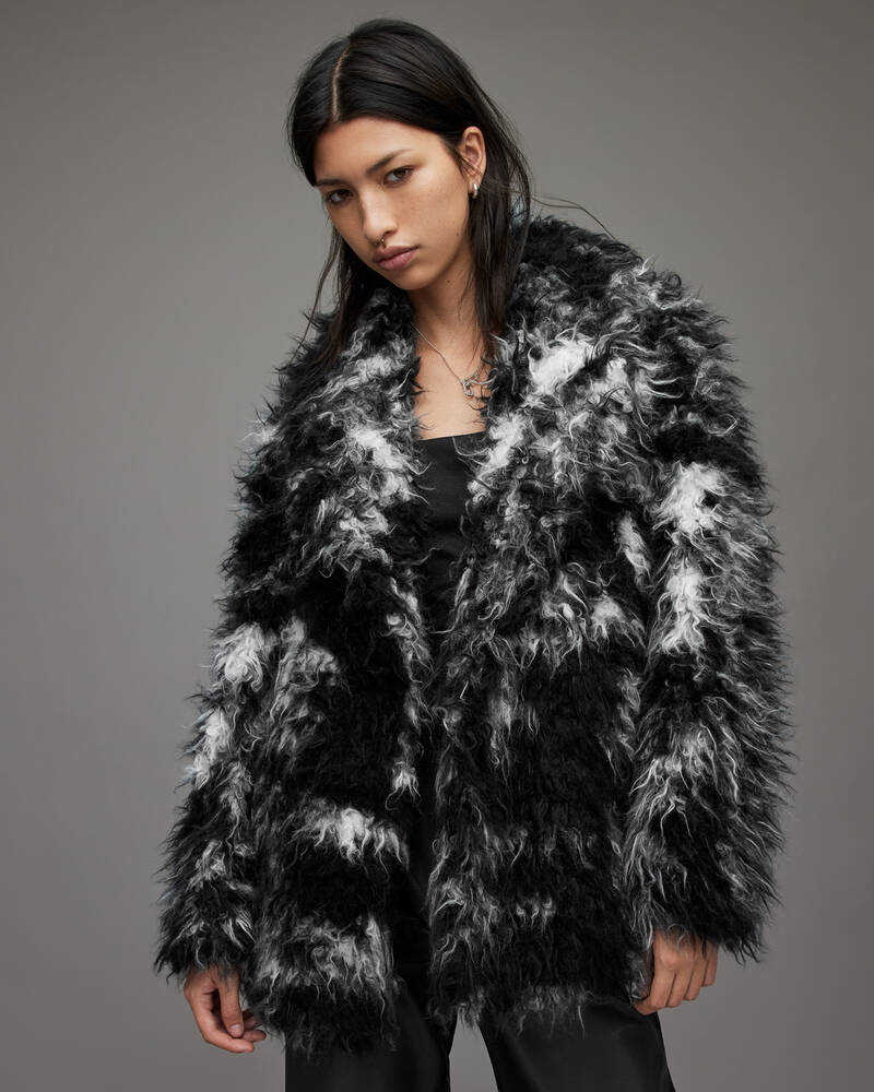 Abrigos Allsaints Rupi Faux Fur Mujer Negros Blancos | VB4320956