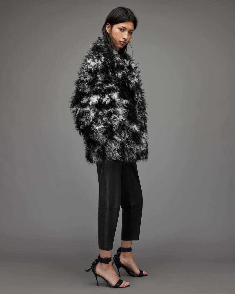 Abrigos Allsaints Rupi Faux Fur Mujer Negros Blancos | VB4320956