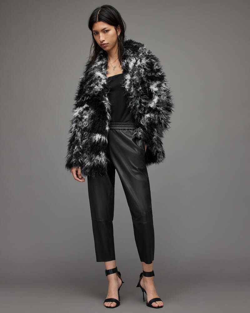 Abrigos Allsaints Rupi Faux Fur Mujer Negros Blancos | VB4320956