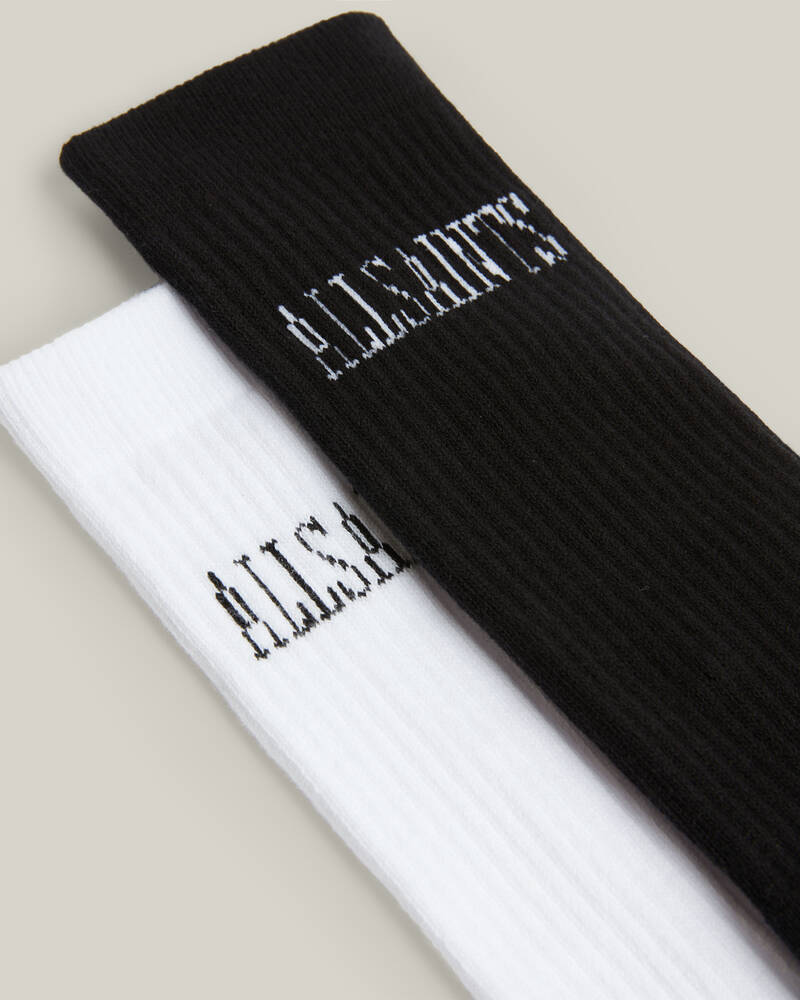 Calcetines Allsaints State Logo 2 Pack Deporte Hombre Negros Blancos | VZ8564179