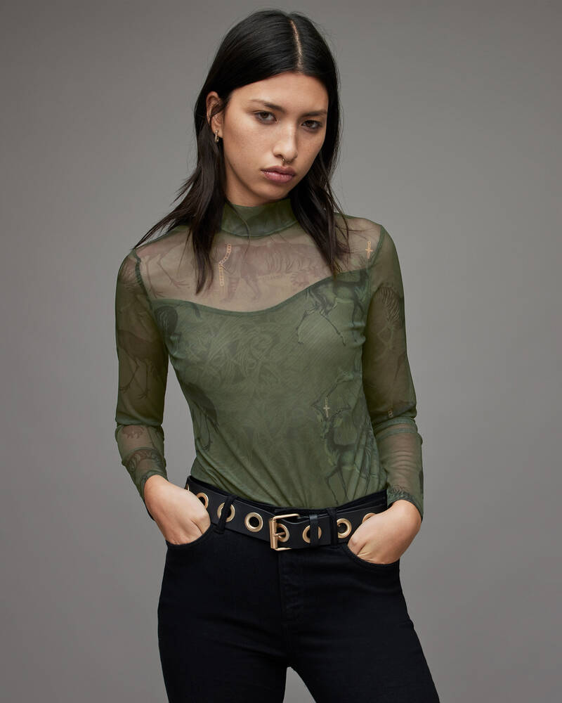 Camisas Allsaints Elia Heidi Bodysuit Mujer Verdes | NZ6052143