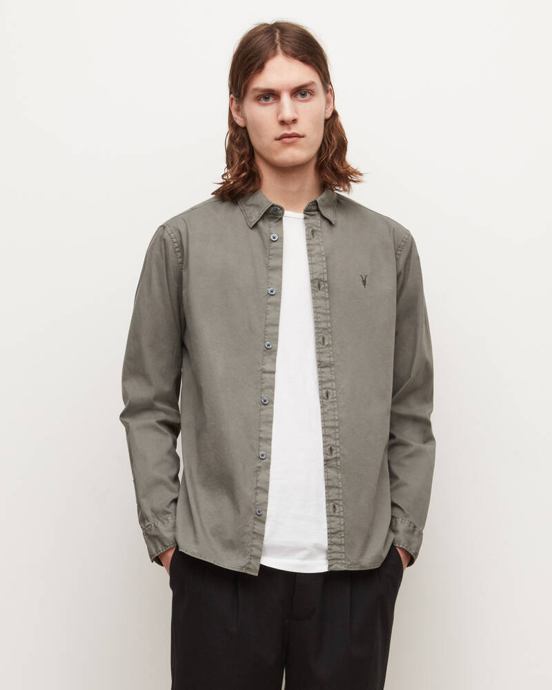 Camisas Allsaints Hawthorne Ramskull Stretch Fit Shirt Hombre Grises | LB7140392