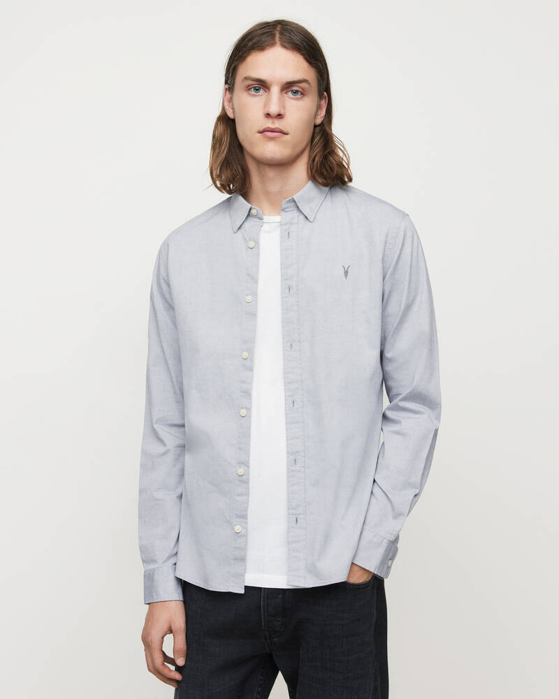 Camisas Allsaints Hawthorne Ramskull Stretch Shirt Hombre Grises Claro | PI8569417