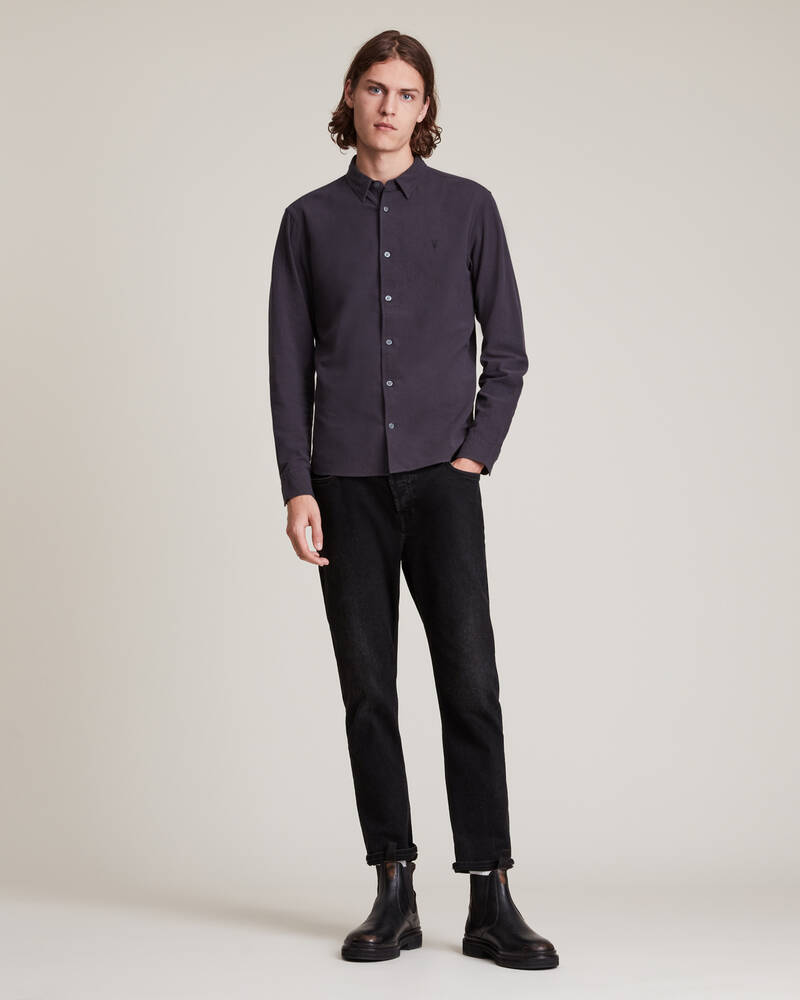 Camisas Allsaints Lovell Ramskull Shirt Hombre Negros | FI6423091