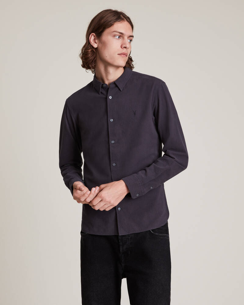 Camisas Allsaints Lovell Ramskull Shirt Hombre Negros | FI6423091