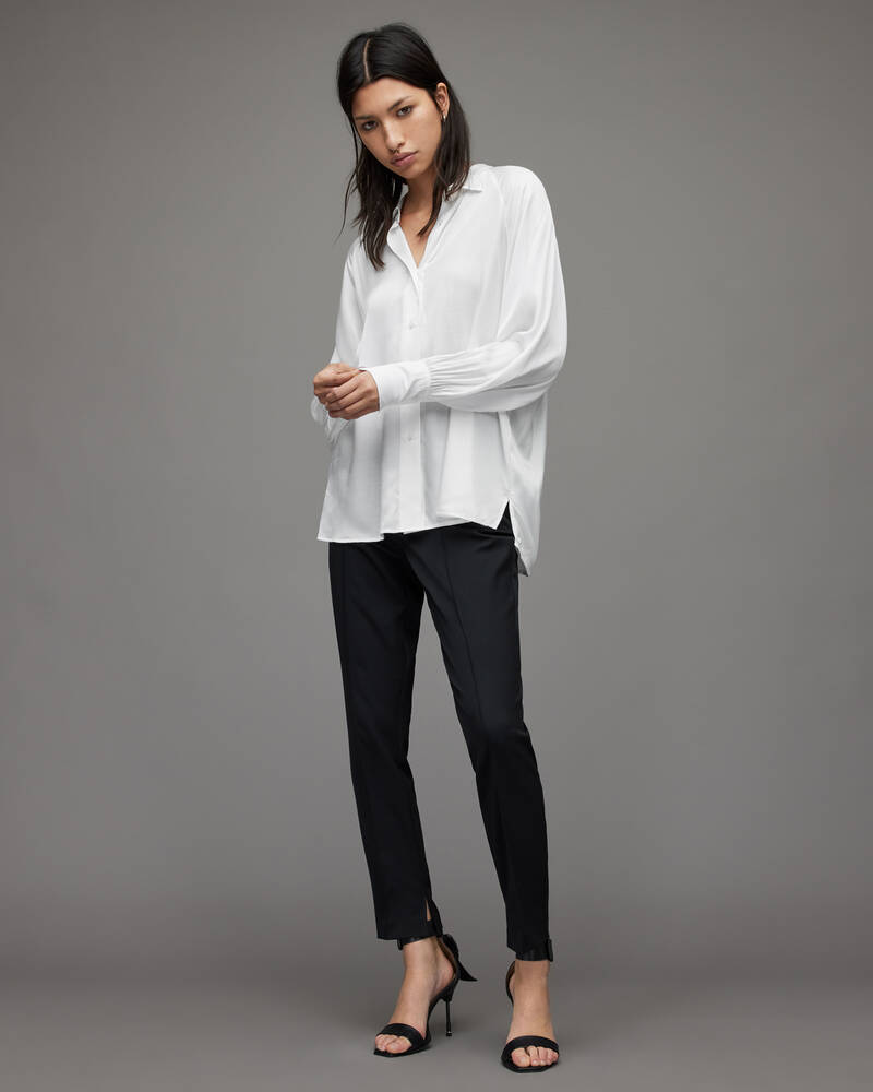 Camisas Allsaints Oana Silk Blend Shirt Mujer Blancos | VE6247351