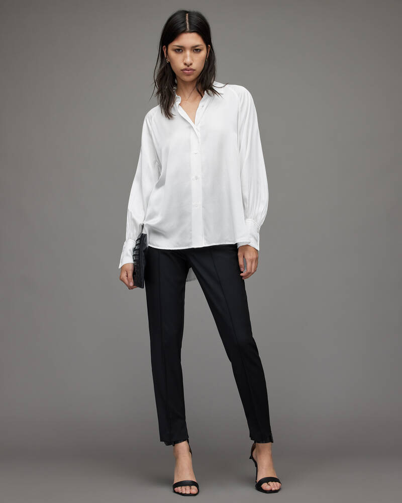 Camisas Allsaints Oana Silk Blend Shirt Mujer Blancos | VE6247351