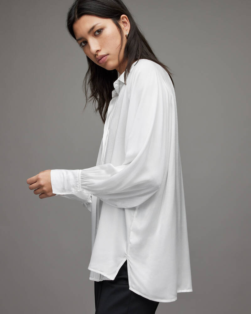 Camisas Allsaints Oana Silk Blend Shirt Mujer Blancos | VE6247351