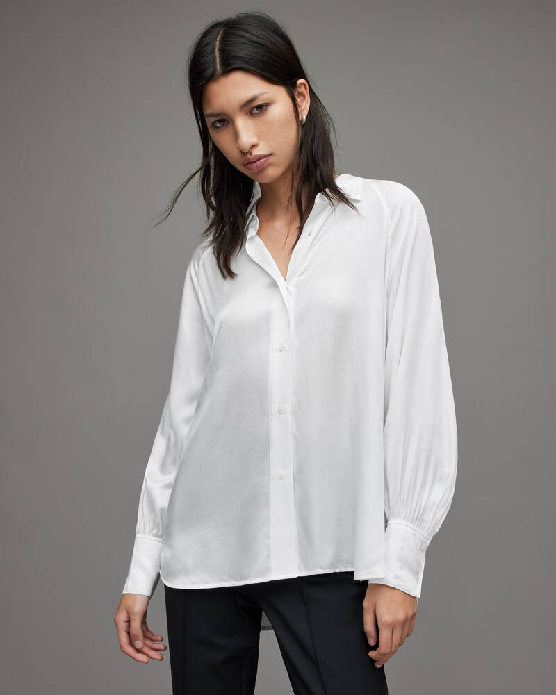 Camisas Allsaints Oana Silk Blend Shirt Mujer Blancos | VE6247351