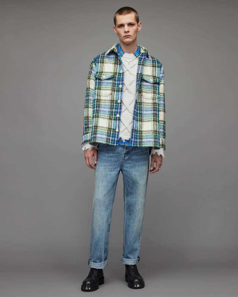 Camisas Allsaints Yonkers Checked Shirt Hombre Ecru | XJ1836452