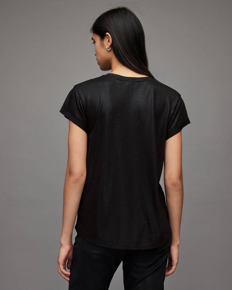 Camiseta Allsaints Anna Shimmer Mujer Negros | RT5937180