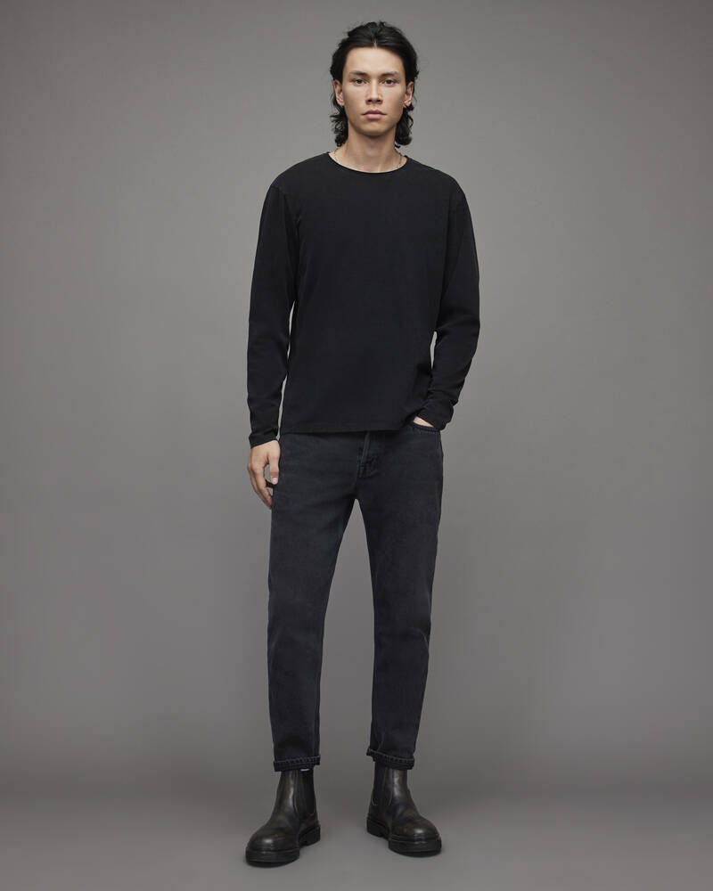 Camiseta Allsaints Bodega Long Sleeve Crew Hombre Negros | RN0198456