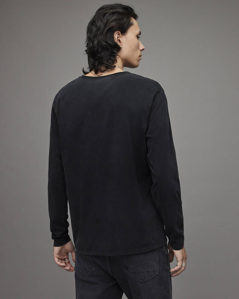 Camiseta Allsaints Bodega Long Sleeve Crew Hombre Negros | RN0198456