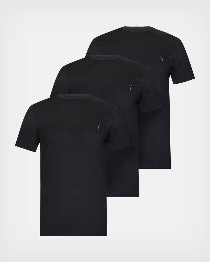 Camiseta Allsaints Brace Brushed Algodon 3 Packs Hombre Negros | OV5817629