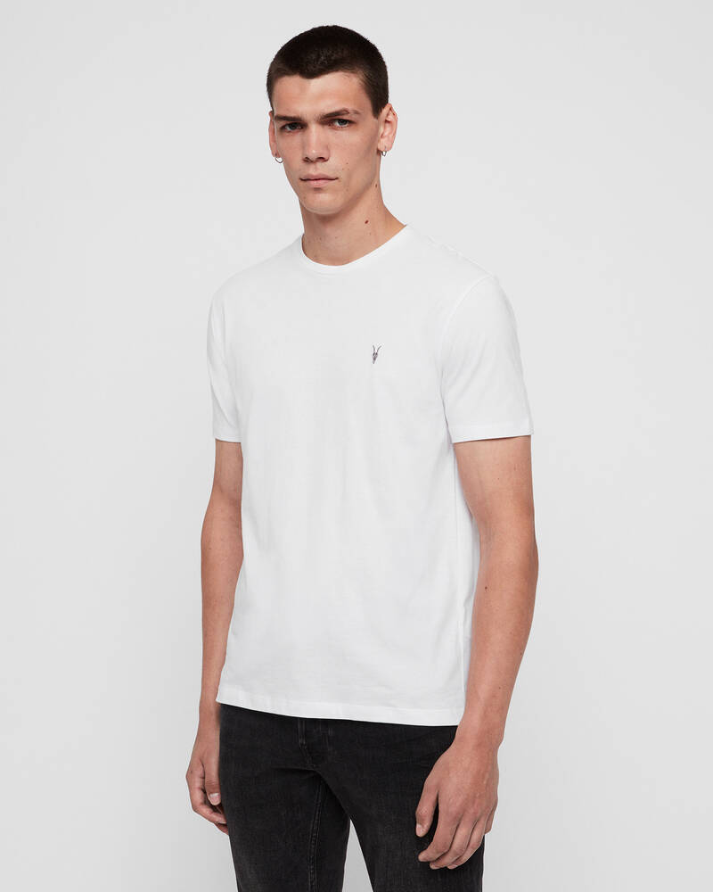 Camiseta Allsaints Brace Brushed Algodon 3 Packs Hombre Blancos | XV8156937