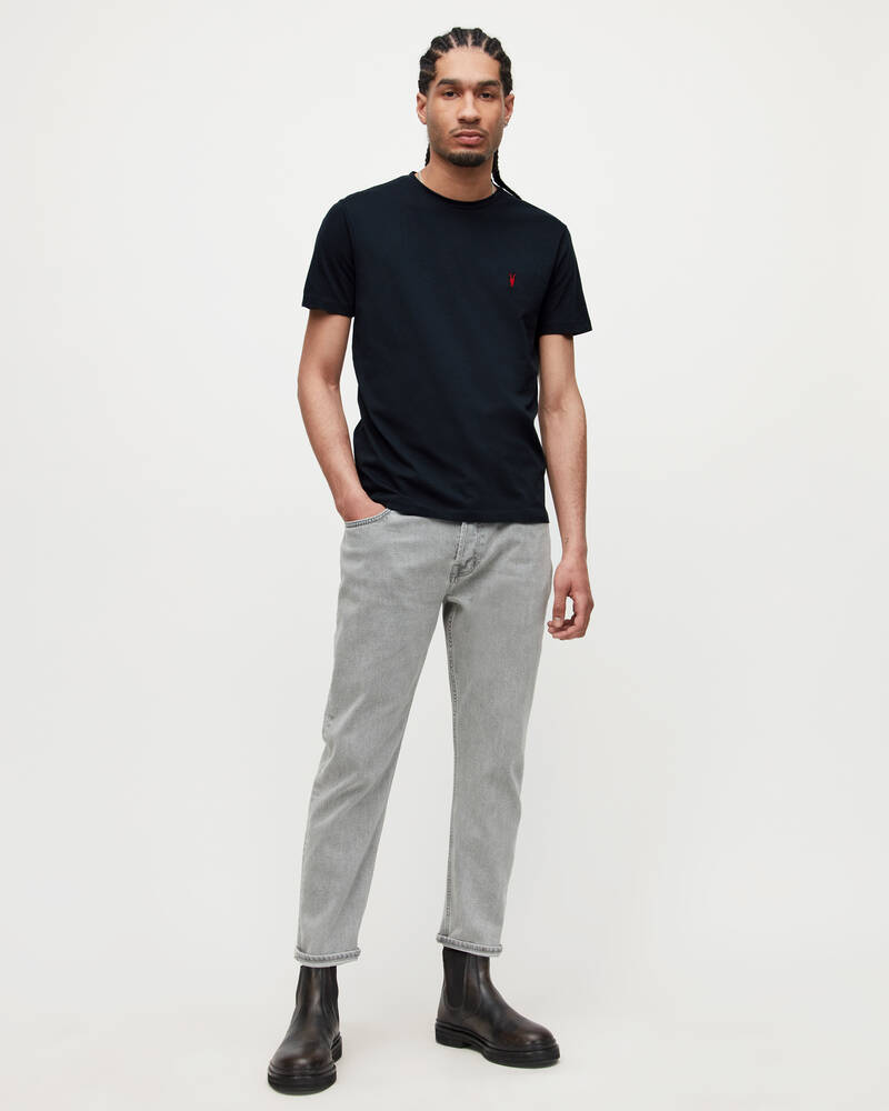 Camiseta Allsaints Brace Contrast Brushed Algodon Hombre Negros | AJ8312759