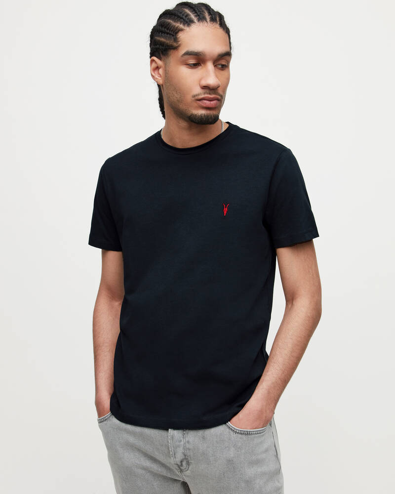 Camiseta Allsaints Brace Contrast Brushed Algodon Hombre Negros | AJ8312759