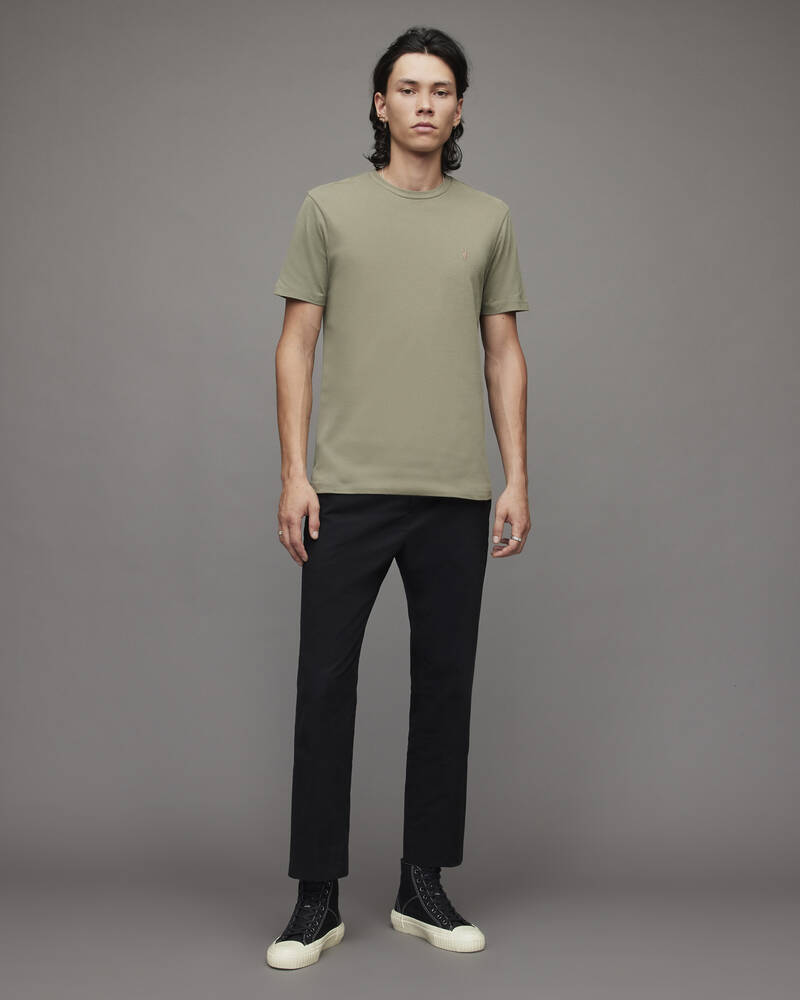 Camiseta Allsaints Brace Contrast Brushed Algodon Hombre Verdes | RM7125390