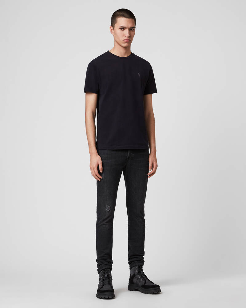 Camiseta Allsaints Brace Crew Brushed Algodon Hombre Azul Marino | BQ3762849