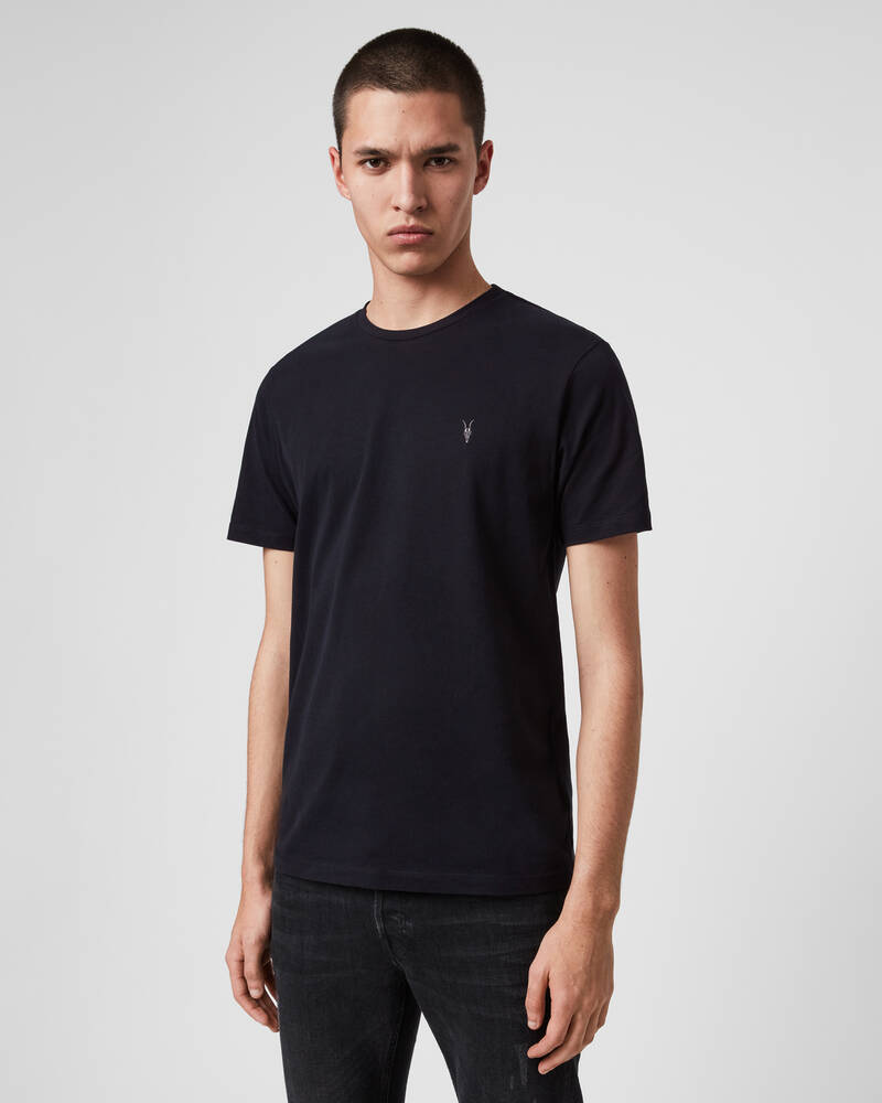 Camiseta Allsaints Brace Crew Brushed Algodon Hombre Azul Marino | BQ3762849