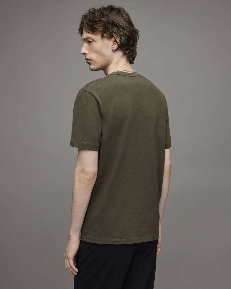 Camiseta Allsaints Brace Crew Brushed Algodon Hombre Verdes | ZQ8396457