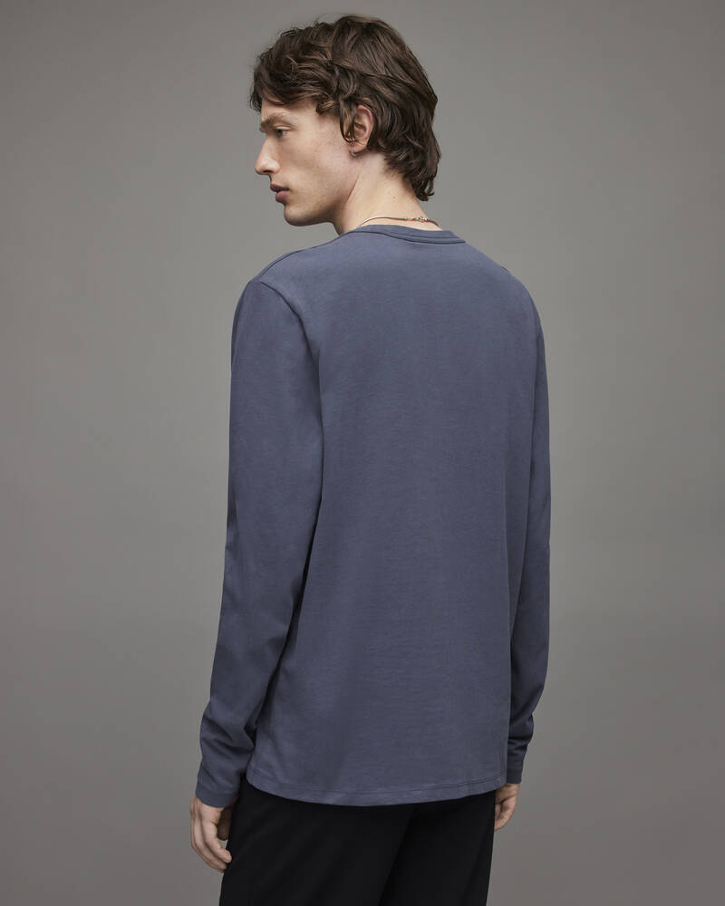 Camiseta Allsaints Brace Long Sleeve Brushed Algodon Hombre Azules | QR8940176