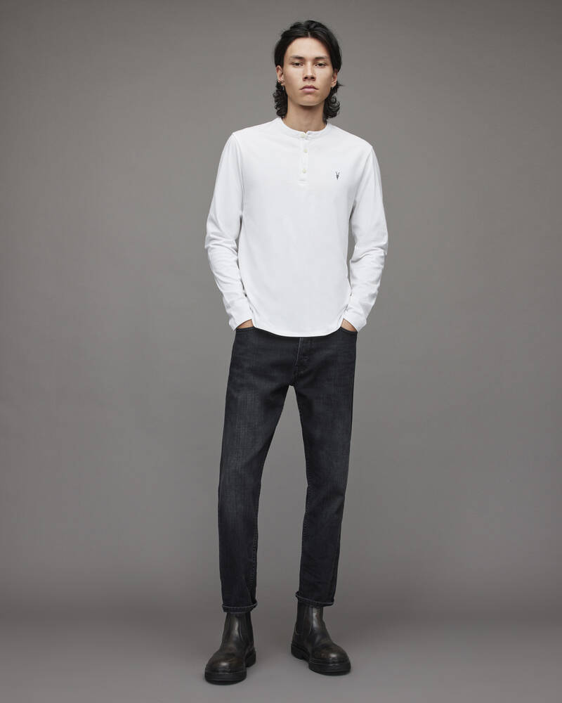 Camiseta Allsaints Brace Long Sleeve Brushed Algodon Henley Hombre Blancos | YE2915306