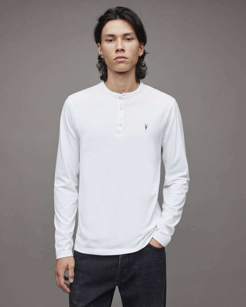 Camiseta Allsaints Brace Long Sleeve Brushed Algodon Henley Hombre Blancos | YE2915306