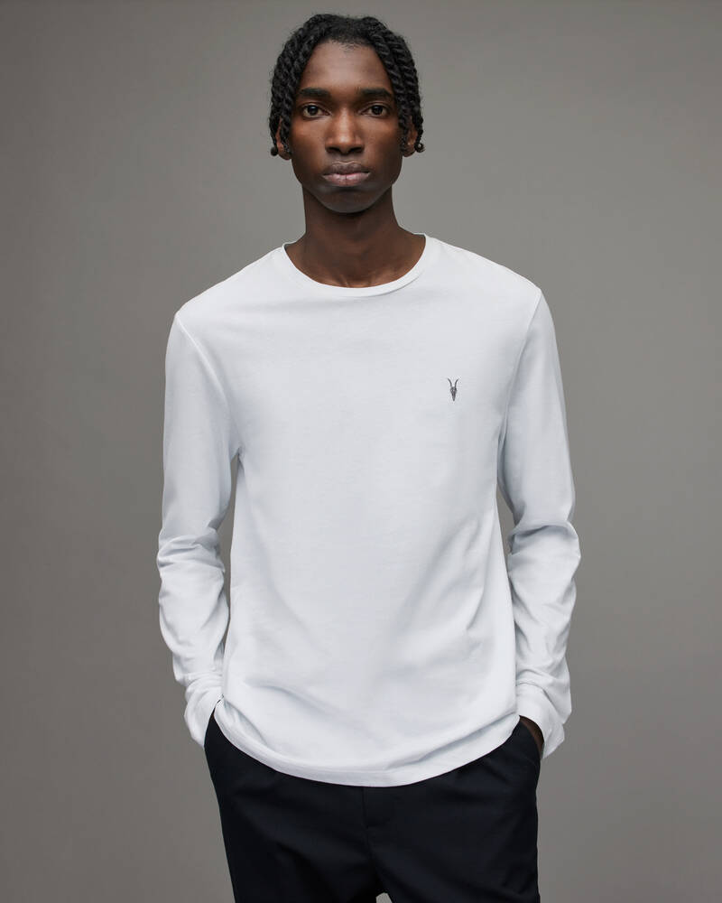 Camiseta Allsaints Brace Tonic Long Sleeve Crew Hombre Blancos | DA1953408