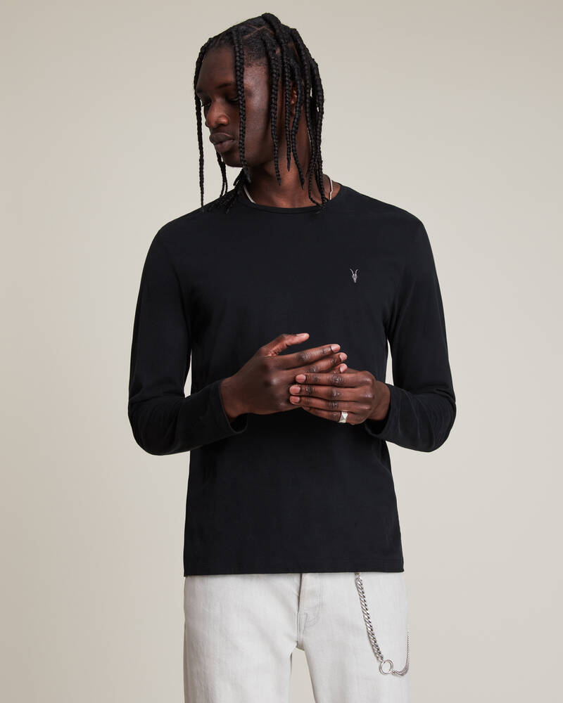 Camiseta Allsaints Brace Tonic Long Sleeve Crew Hombre Negros | QB2598467