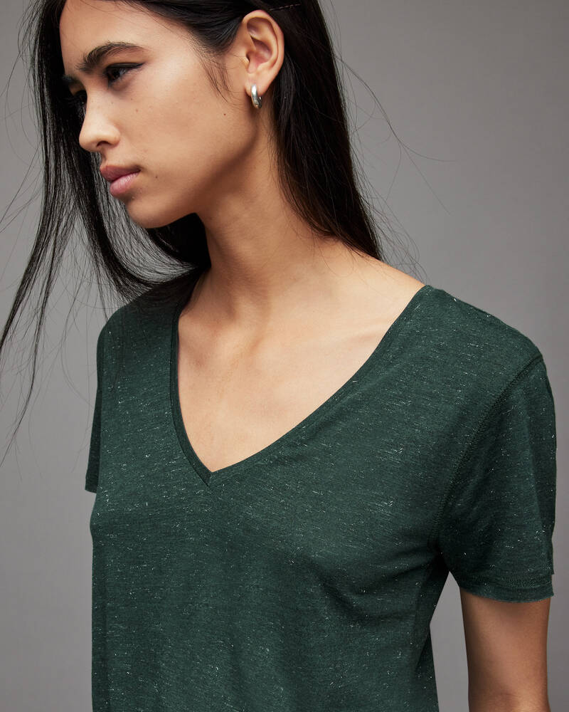 Camiseta Allsaints Emelyn Shimmer Mujer Verdes Oscuro | IU1523864