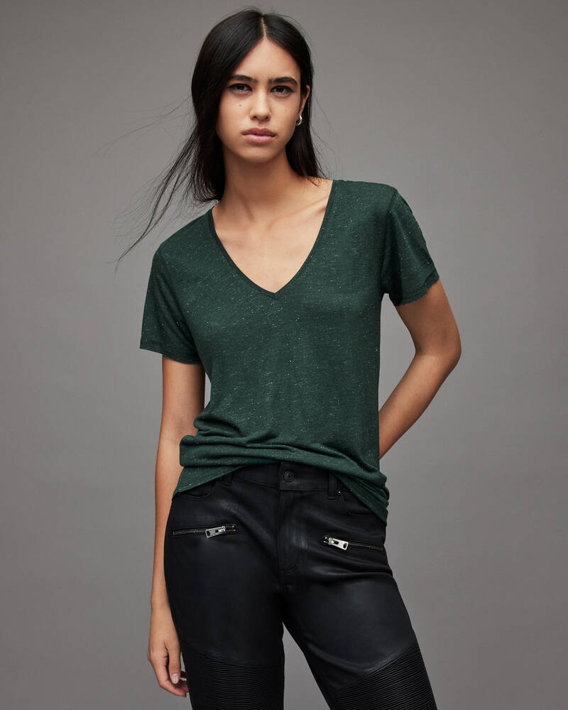 Camiseta Allsaints Emelyn Shimmer Mujer Verdes Oscuro | IU1523864