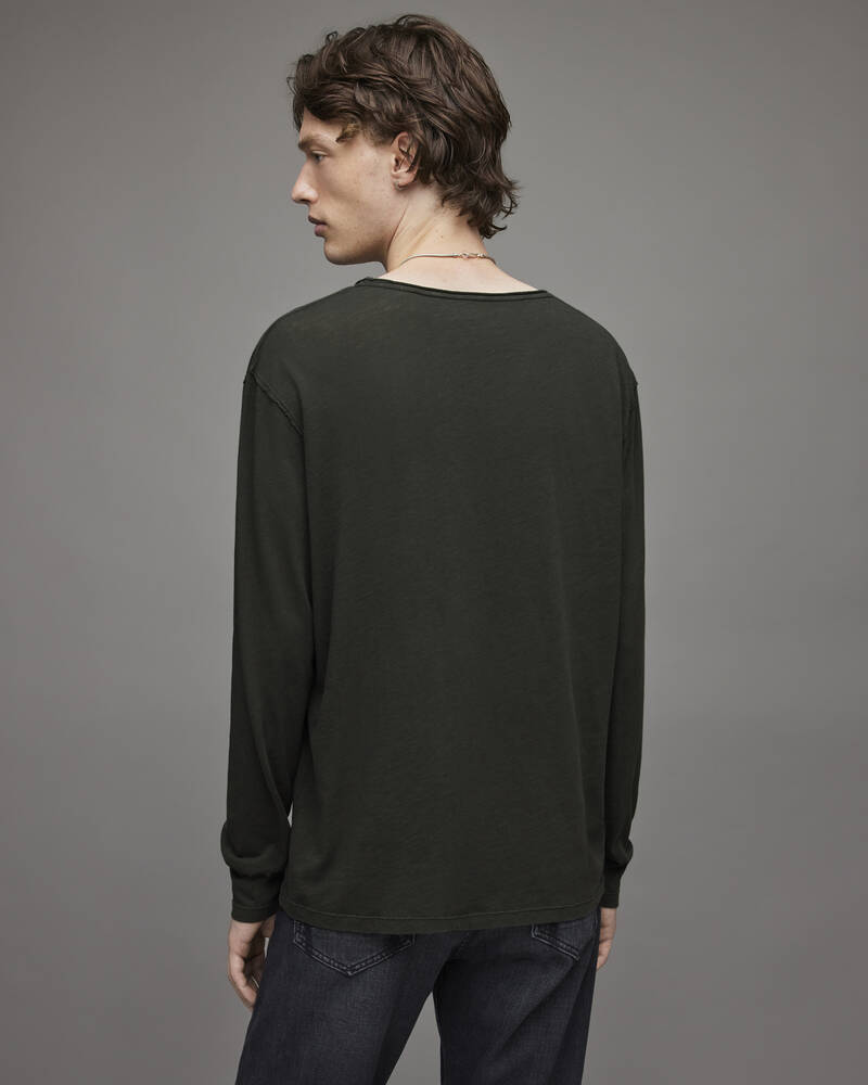 Camiseta Allsaints Figure Long Sleeve Crew Hombre Kaki Verdes | TG5683914