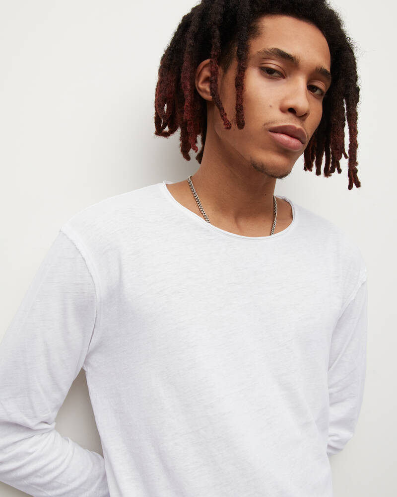 Camiseta Allsaints Figure Long Sleeve Crew Hombre Blancos | WT6291743