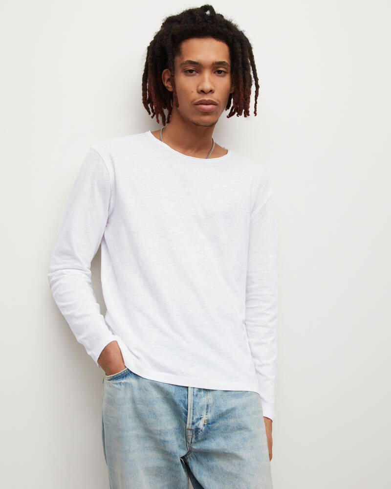 Camiseta Allsaints Figure Long Sleeve Crew Hombre Blancos | WT6291743