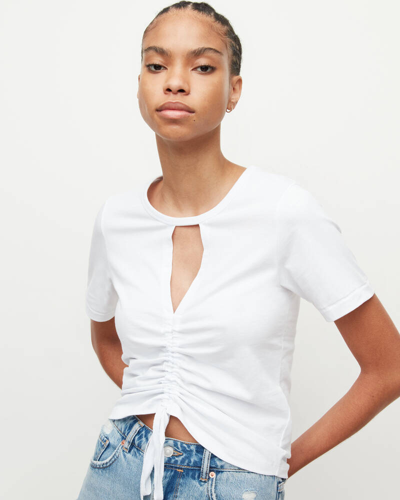 Camiseta Allsaints Gigi Drawcord Mujer Blancos | LM7613920