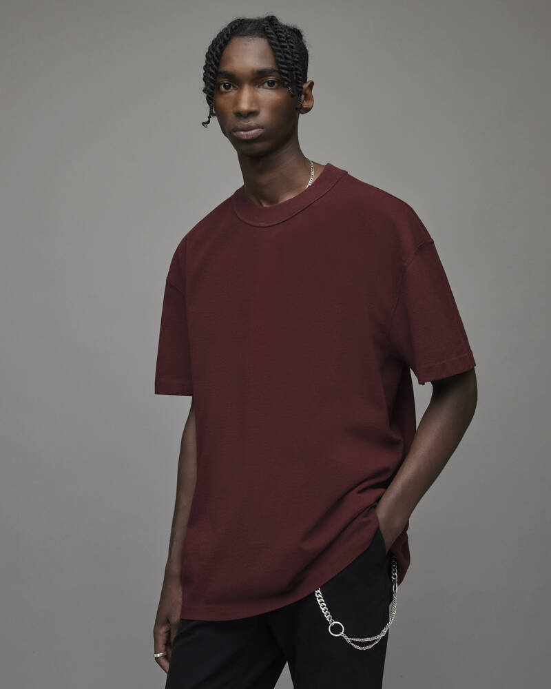 Camiseta Allsaints Isac Crew Hombre Vino Rojos | BT9627513