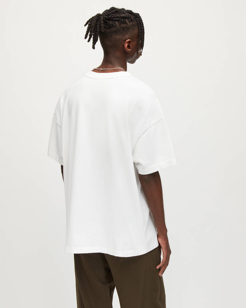 Camiseta Allsaints Isac Oversized Crew Hombre Blancos | QI5403219