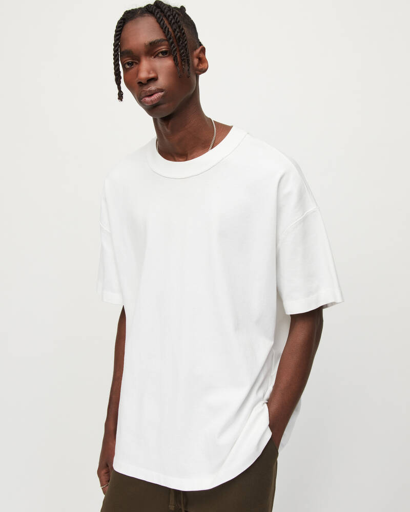 Camiseta Allsaints Isac Oversized Crew Hombre Blancos | QI5403219