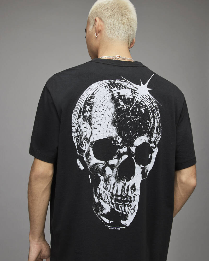 Camiseta Allsaints Mirrorskull Crew Hombre Negros | RJ0218349